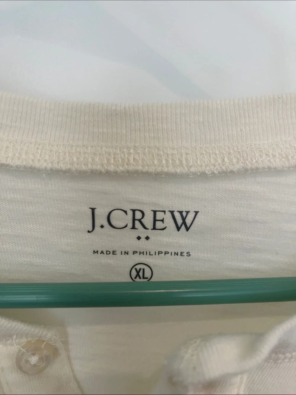 J. Crew Two-Tone Henley Long-Sleeve Shirt in Cream and Navy